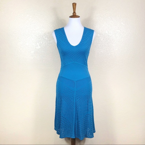 Catherine Malandrino Favorites Betty Pointelle Knit Dress Mediterranean Blue - Picture 1 of 9